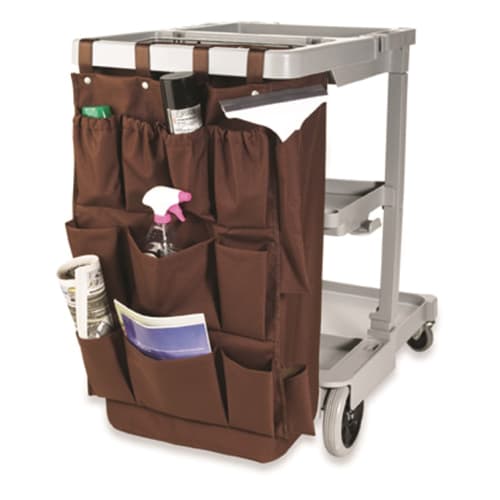 Hospitality 1 Source® XDuty® Housekeeping Cart Deluxe Caddy Bag,12 Pocket, 21 x 32, Brown